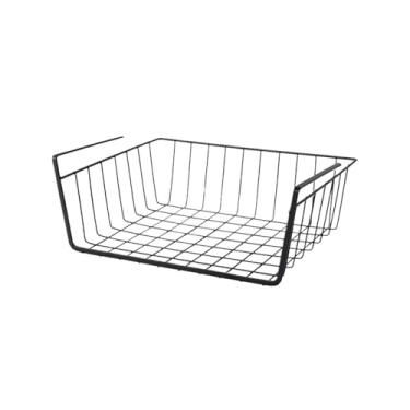 Imagem de Cesta suspensa multifuncional perfurada para cozinha, banheiro, cesta de armazenamento, cesta inferior de ferro para pendurar, cesta de arame (branco, médio)