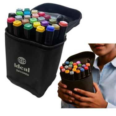Imagem de Conjunto 24 Canetas Hidrográficas Com Estojo Para Colorir - Ideal