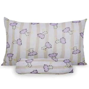 Imagem de Jogo de Lençol KazzaVip Baby Malha 100% Algodão Berço Americano Estampado Ursinhos Com Elástico 2 Peças Branco