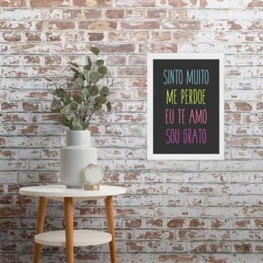 Imagem de Quadro Ho`Oponopono Mágico Fundo Preto 24X18Cm - Com Vidro