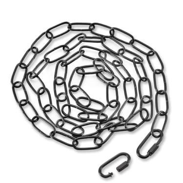 Imagem de PEESIN Corrente de lustre de 1,8 m, corrente preta para pendurar, extensão de corrente suspensa com trava de conexão, corrente de luminária preta industrial, para lustre, planta, 50 BL