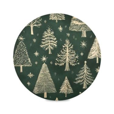 Imagem de STAYTOP Lindos jogos americanos redondos de árvore de Natal, 6 peças, tapetes de mesa antiderrapantes fáceis de limpar para decoração de mesa de festa de churrasco em casa