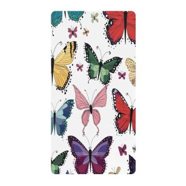 Imagem de Blueangle Lençol de berço padrão para berço infantil - Lençóis de algodão macio e respirável com borboletas coloridas (546)