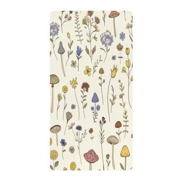 Imagem de Blueangle Lençol de berço padrão para berço infantil - Lençóis de algodão macio e respirável com cogumelos de flores silvestres (738)