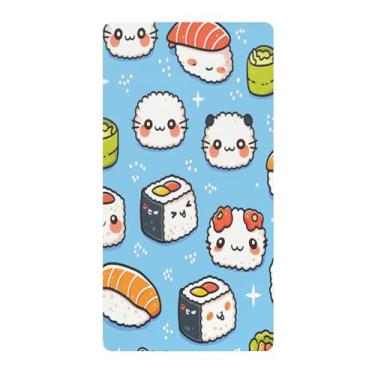 Imagem de Blueangle Lençol de berço padrão para berço infantil - Lençóis de algodão macio e respirável com sushi Kawaii (51)
