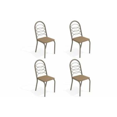 Imagem de Kit 4 Cadeiras de Cozinha Holanda 4C009NK 4 Un Níquel/Linho Capuccino 
