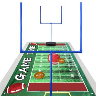 Imagem de Kit de decoração grande de 5 peças de poste de gol de futebol com 2 peças de postes de gol de campo de 40 cm, 1 peça de corredor de mesa de 150 cm, 2 peças de bolas de futebol de 8 cm para suprimentos