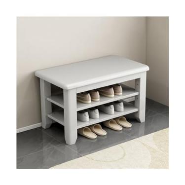 Imagem de Sapateira de armazenamento de sapatos de 2/3 níveis, organizador de sapatos de madeira maciça branca, banco de armazenamento de entrada, banco de sapateira ajustável comporta até 250 kg organizador de