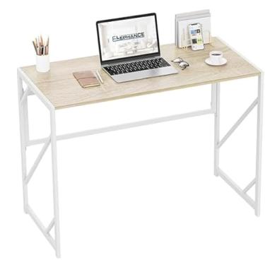 Imagem de Escrivaninha moderna para escritórios em casa, sem montagem, mesa dobrável para pequenos espaços (bege, 80 cm)