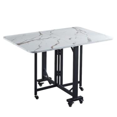 Imagem de Mesa dobrável, mesa de jantar portátil, dobrável, conversível, mesa de cozinha com rodas móveis, mesa de jantar dobrável com economia de espaço para 4-6, pernas de mesa de metal (cor: estilo 2,