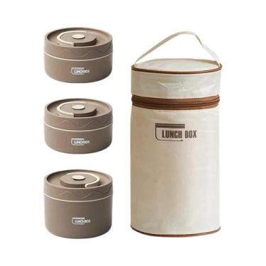 Imagem de Conjunto De Marmitas Térmicas De Aço Inoxidável 3 Peças Portátil, Segu