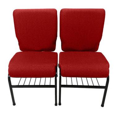 Imagem de 02 Cadeiras para Igrejas c/ Porta Biblía e Porta Cálice Vermelho