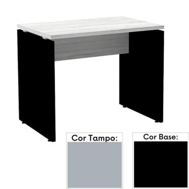 Imagem de Mesa De Escritório Pé Painel Pe25 Em Mdp 150 X 60 Cm Cinza Com Base Preta