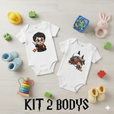 Imagem de Kit 2 Body Bebê Unissex Harry Potter Manga Curta Menino Menina Estampa