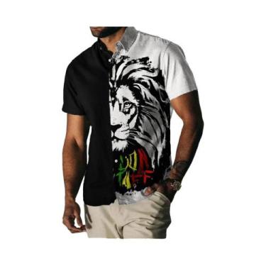 Imagem de Camisa Casual Vintage Havaiana Masculina Com Estampa Floral Arco-Íris 