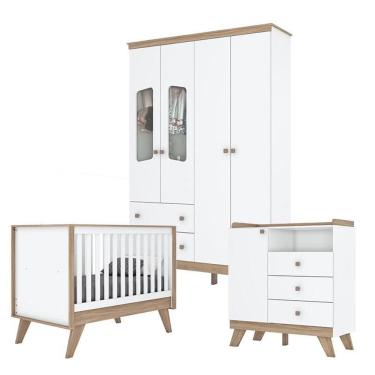 Imagem de Quarto De Bebê Confete Branco Brilho Jequitibá Hp - Henn