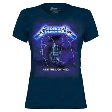 Imagem de Camiseta Baby Look de Banda Metallica Stamp em Algodão Manga Curta Gola Redonda-Feminino