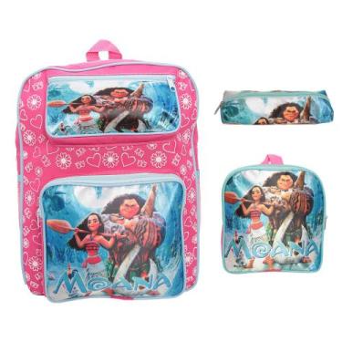 Imagem de Kit Mochila Infantil Menina Alça Costas Tam M Lancheira Rosa - Plike