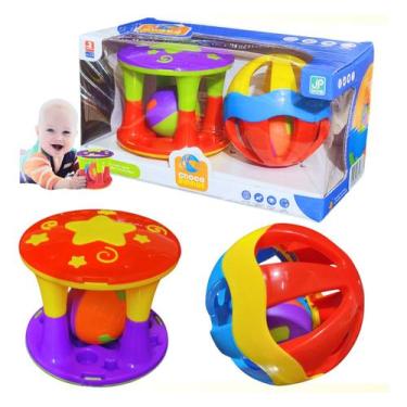 Imagem de Brinquedo Chocalho Bolinha Didatica Kit Menino Menina Bebe Presente Cr
