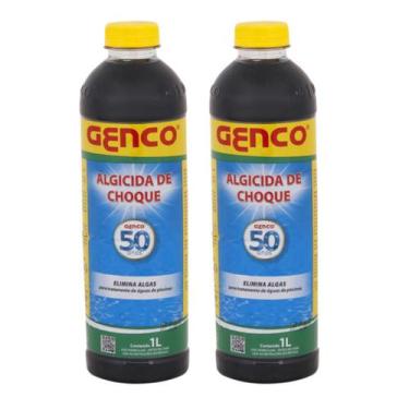 Imagem de Kit 2 Choque Eliminador de Algas para Piscinas Algicida 1L Genco