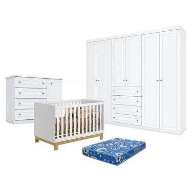 Imagem de Quarto de Bebê Americano 6 Portas com Berço Americano Mini Cama Q Enca