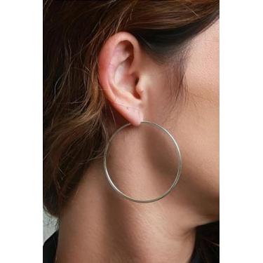 Imagem de Brinco De Argola Folheado Prata Fio Medio 5 Mm - Prateado - De Castro 