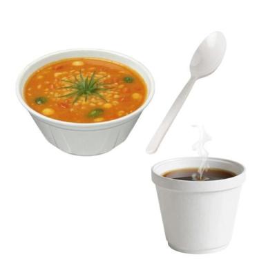 Imagem de Kit Descartáveis 50 Cumbucas Isopor +Colheres+Copos Isopor - Lynx