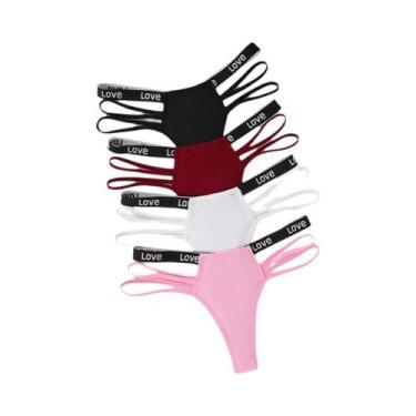 Imagem de Tangas Femininas De Cintura Baixa Em Ribana, Pacote Com 4 Peças, Confo