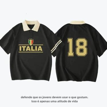Imagem de Camisa Polo Itália No.18 - Gola Contrastante e Ajuste Confortável para
