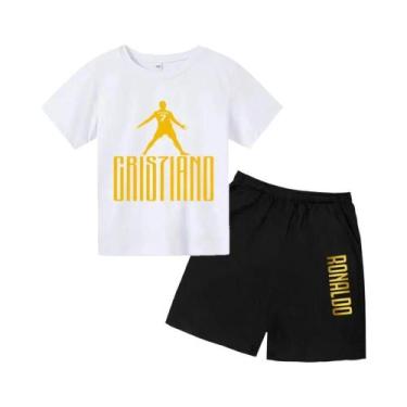 Imagem de Camiseta Infantil 3D De Verão Com Estampa De Estrela CR7, Conjunto Cur