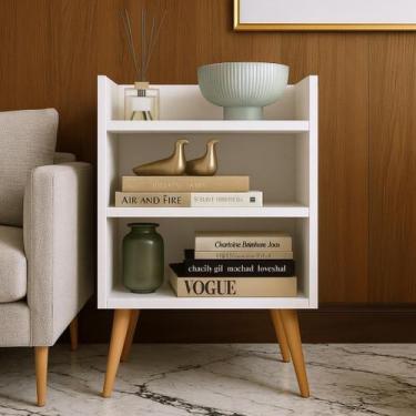 Imagem de Mesa de Cabeceira em Madeira  Design Atual com 2 Prateleiras - ECOMMER