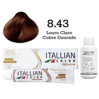 Imagem de Coloração 8.43 Louro Claro Cobre Dourado Oxi 06 Volumes 90ml  Itallian