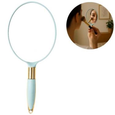 Imagem de Espelho Para Maquiagem Com Cabo de Luxo 24cm - Riodeouro, Azul