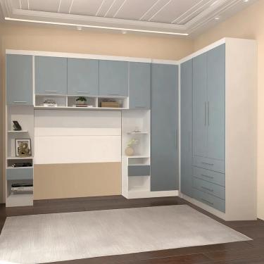 Imagem de Guarda Roupa Queen Modulado Cp09 Taiga Branco/Grey L01 - Mpozenato