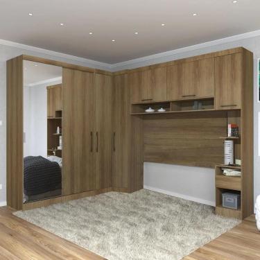 Imagem de Guarda Roupa Casal Modulado Espelho Cp06 Delphi Avelã L01 - Mpozenato