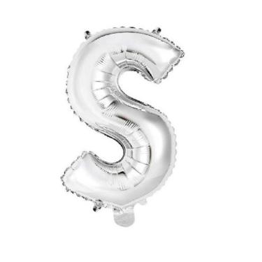 Imagem de Bexiga Balão Metalizado 16 Polegadas 40cm Prata Letra S - PB Festas