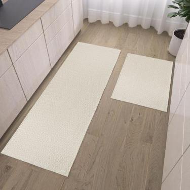 Imagem de Tapete Cozinha Jogo 2 Peças Passadeira 1,30m x 0,45m Capacho 0,65m x 0