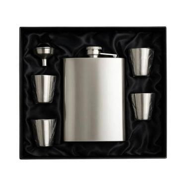 Imagem de Kit Cantil De Bolso Inox Copos Funil Portátil Premium 6 Pçs