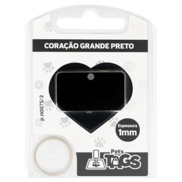 Imagem de Plaquinha de Identificação Personalizada - Coração Preto G - Pets Tags