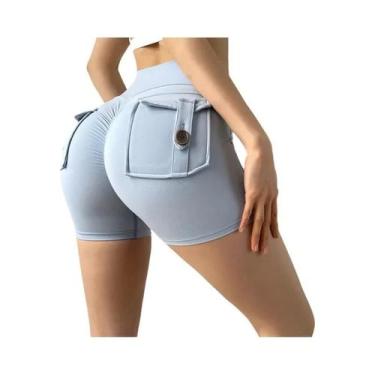 Imagem de Shorts De Yoga De Cintura Alta Para Mulheres Com Bolso, Leggings De Gi
