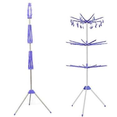 Imagem de Varal de chao torre dobravel inox triplo com 24 prendedores - Tempo Re