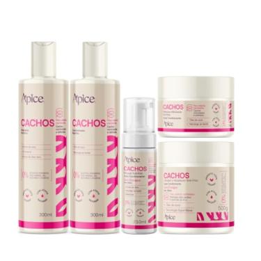 Imagem de Kit Apse Cachos Completo 5 Produtos Com Mousse E Ativador Tratamento Capilar Cacheado Vegano