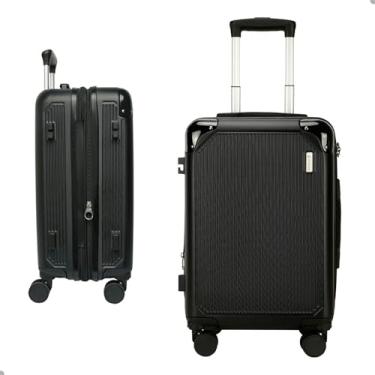 Imagem de Mala de Bordo 10 kg Rígida com Rodinhas 360°, Cadeado TSA, Expansível e Reforçada – Bagagem de Mão para Viagem, Avião e Feriado | Compartimentos Internos e Cinta Organizadora (Preta)