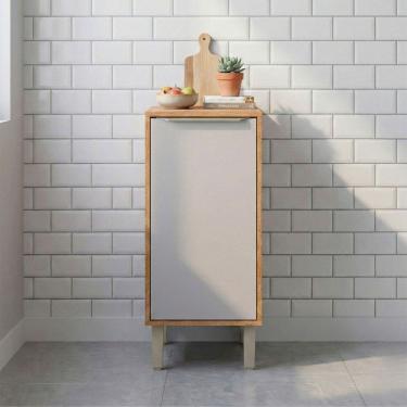 Imagem de Balcão de Cozinha 40 Cm Brilhante 1 Porta 100% Mdf Cinamomo/Offwhite - Mgm Móveis