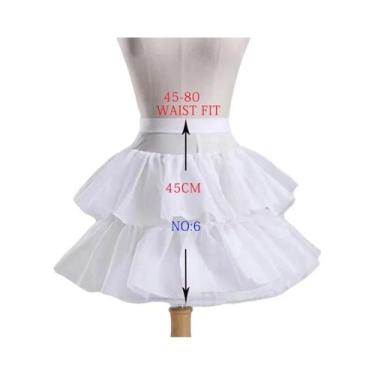 Imagem de Saia Infantil Branca A-Line Com 3 Aros E Renda Para Vestido De Dama De