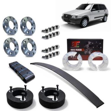 Imagem de Kit Elevação Completa Espaçador 15mm Buffer Fiat Uno - Borfix