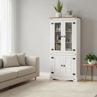 Imagem de Cristaleira 4 Portas Madeira Maciça - moblix, Branco