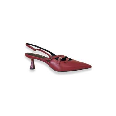 Imagem de Slingback Marsala Bico Fino Salto Fino Lia Line, 36