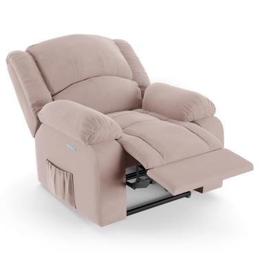 Imagem de Poltrona Do Papai Reclinável Pietra Elétrica Led Massagem Fh9 Veludo Rosê - Mpozenato