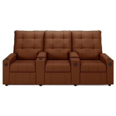 Imagem de Poltrona De Cinema Reclinável 3 Lugares Baú Usb Mallie Fh9 Veludo Terracota - Mpozenato